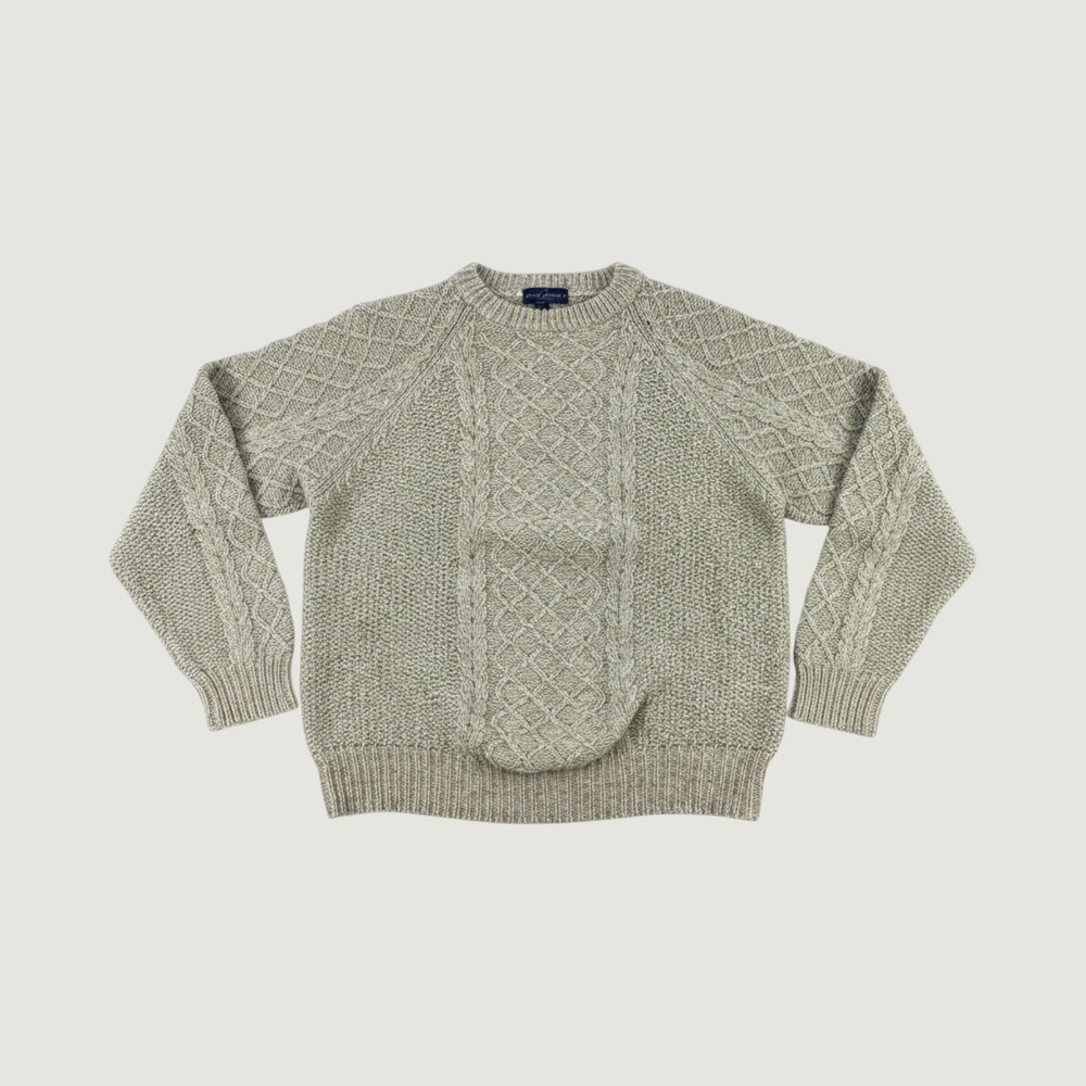 Vintage Sierra Designs Cable Knit Sweater Mens M Beige Outdoor Wool Fisherman
